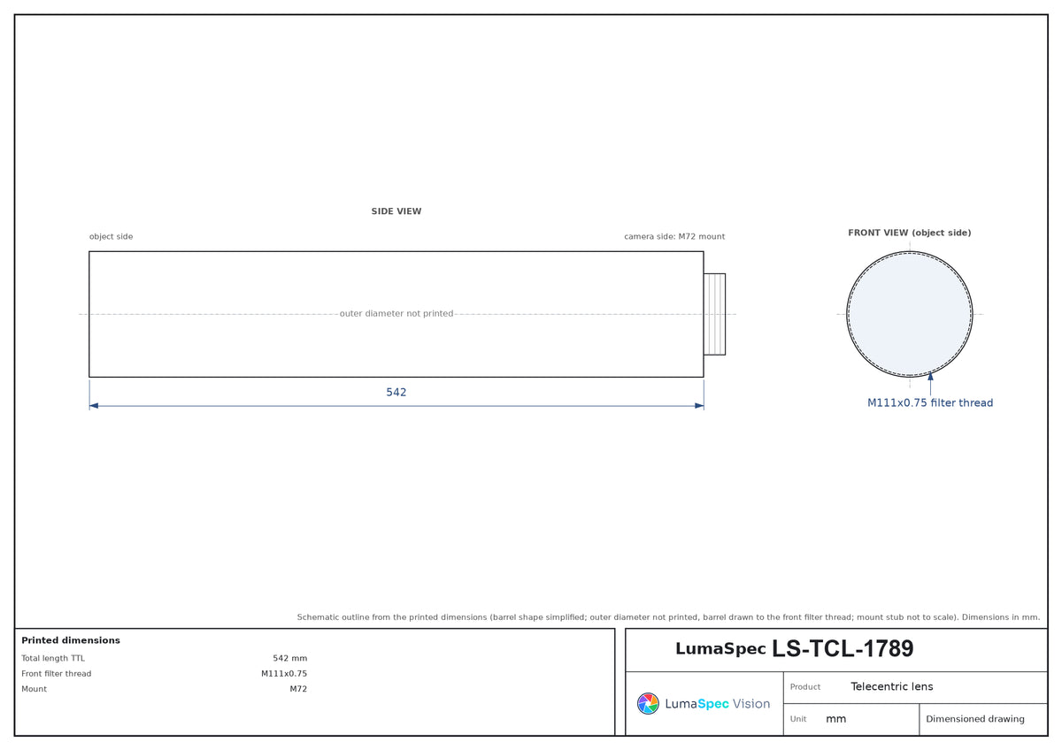 LS-TCL-1789 dimensions (mm)