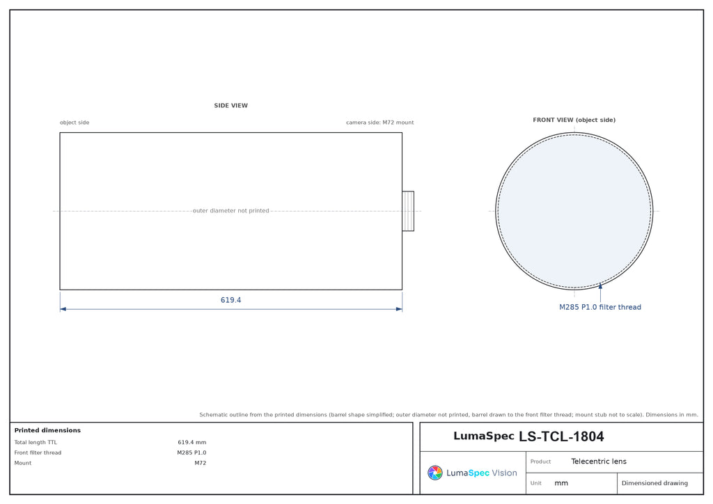 LS-TCL-1804 dimensions (mm)