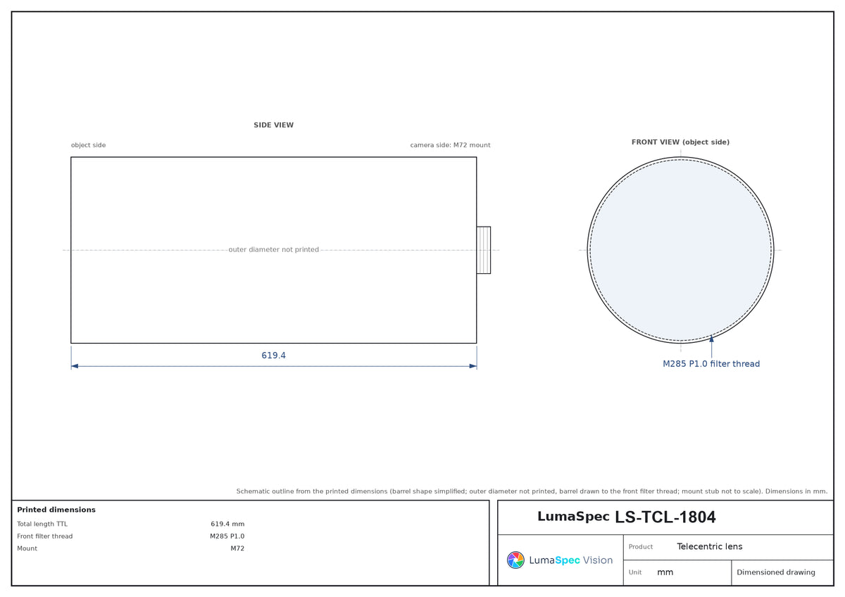 LS-TCL-1804 dimensions (mm)