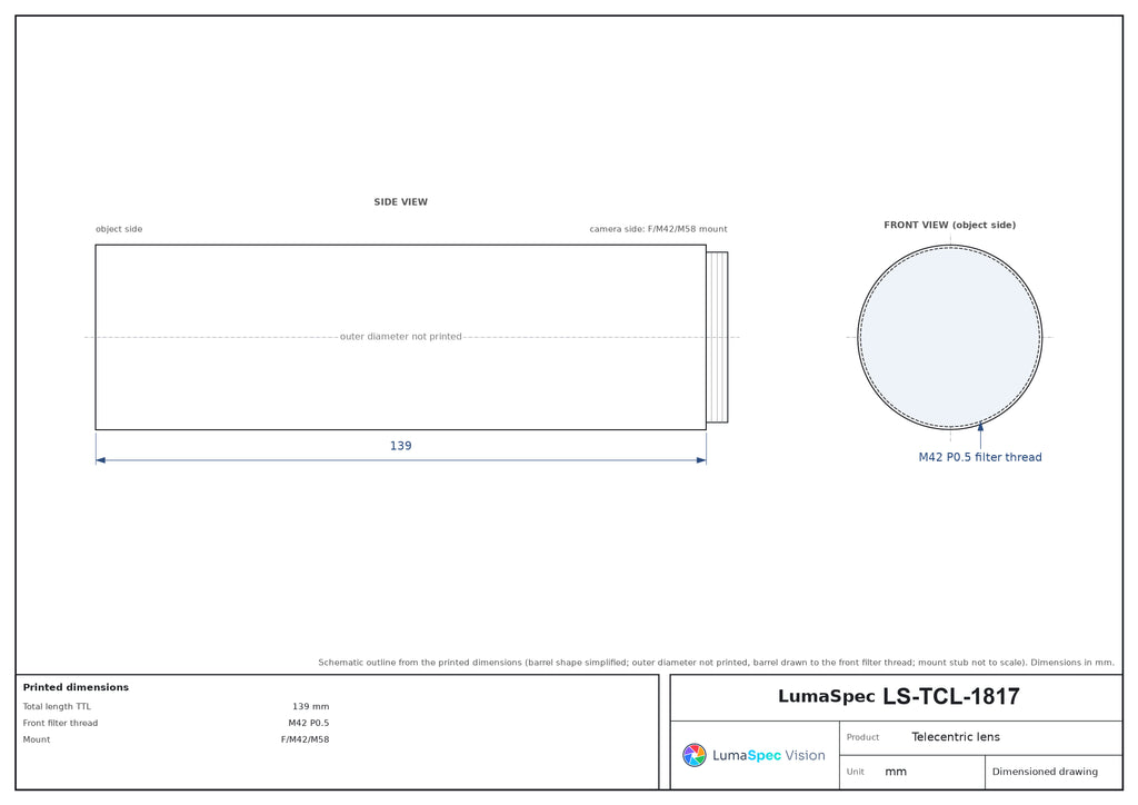 LS-TCL-1817 dimensions (mm)