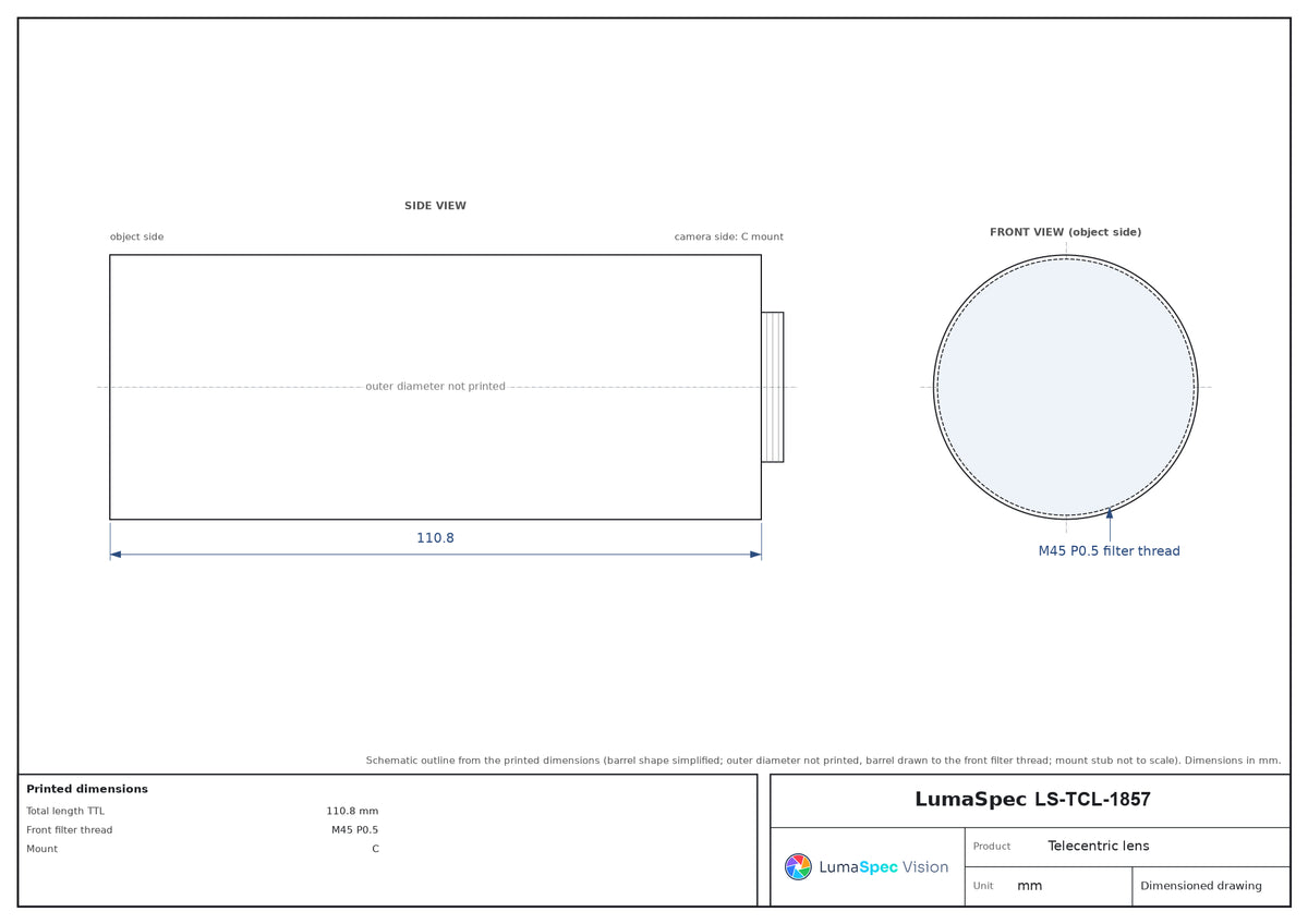 LS-TCL-1857 dimensions (mm)