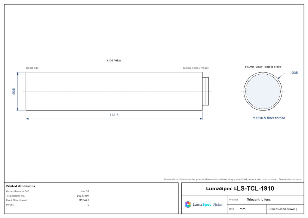 LS-TCL-1910 dimensions (mm)