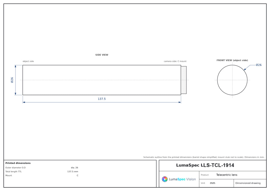 LS-TCL-1914 dimensions (mm)