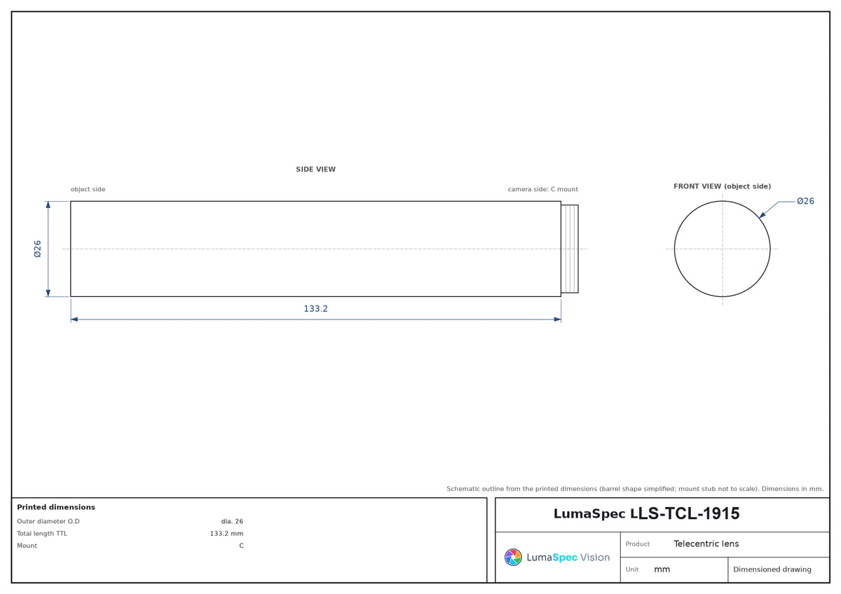 LS-TCL-1915 dimensions (mm)