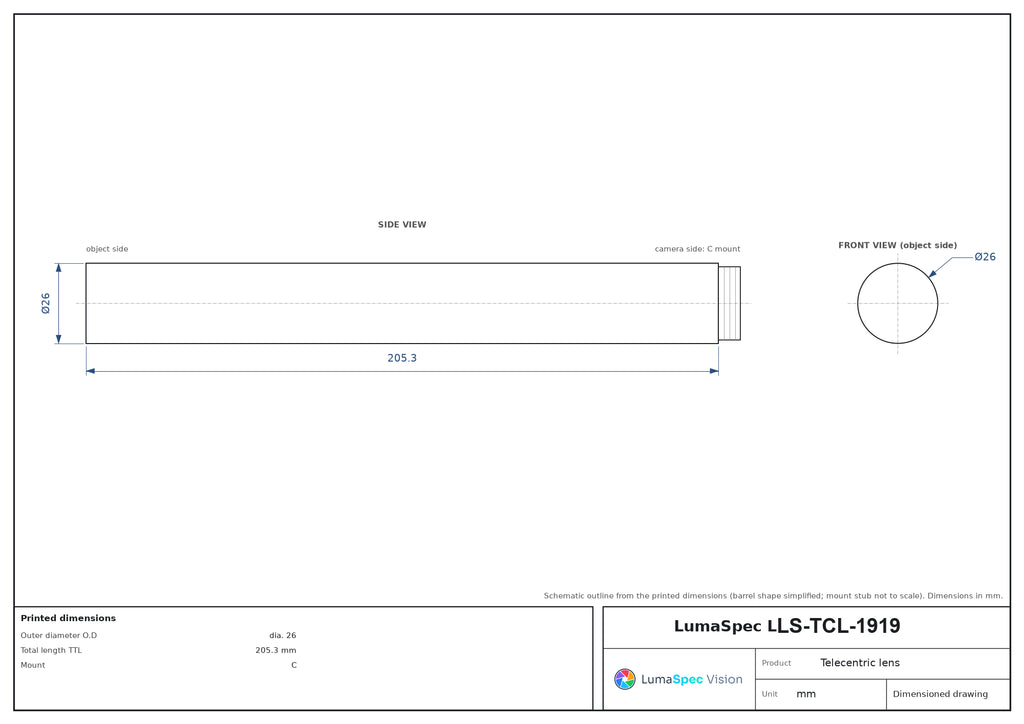 LS-TCL-1919 dimensions (mm)