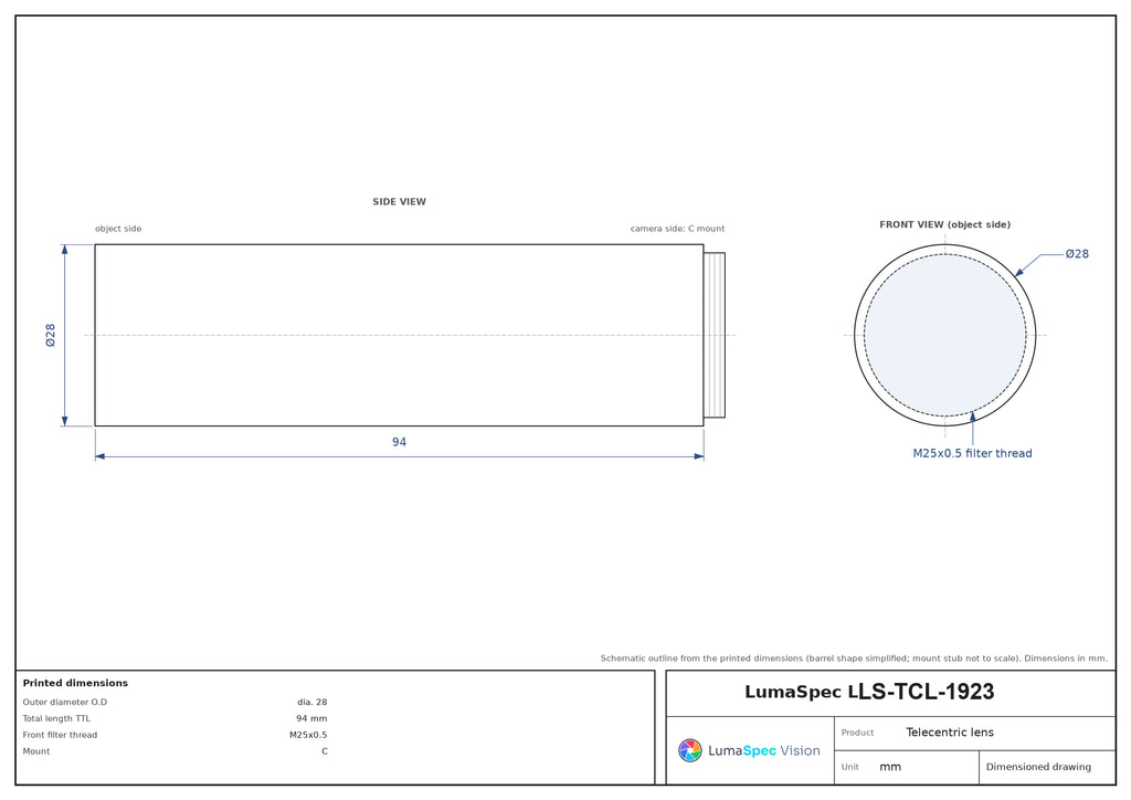 LS-TCL-1923 dimensions (mm)