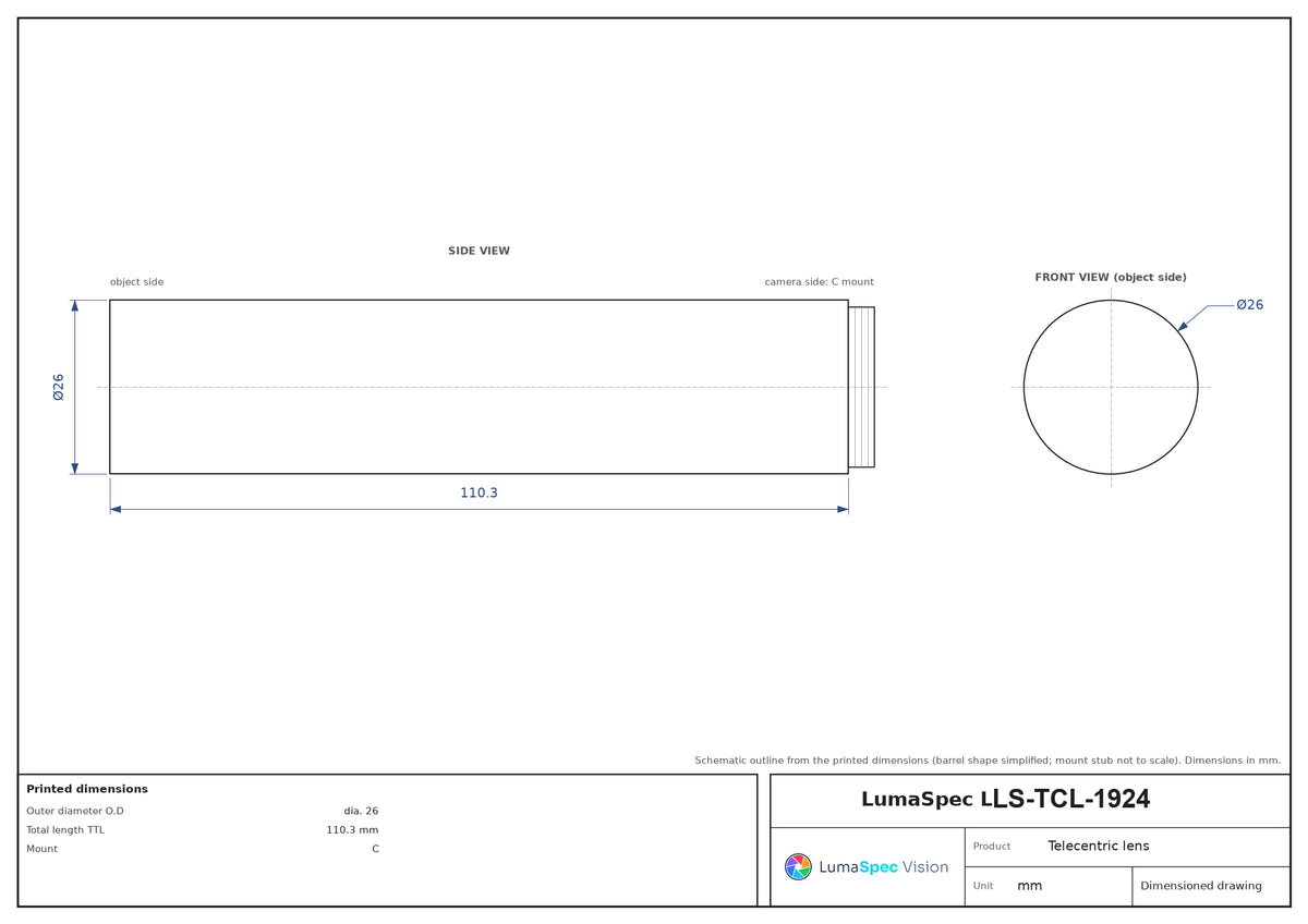 LS-TCL-1924 dimensions (mm)