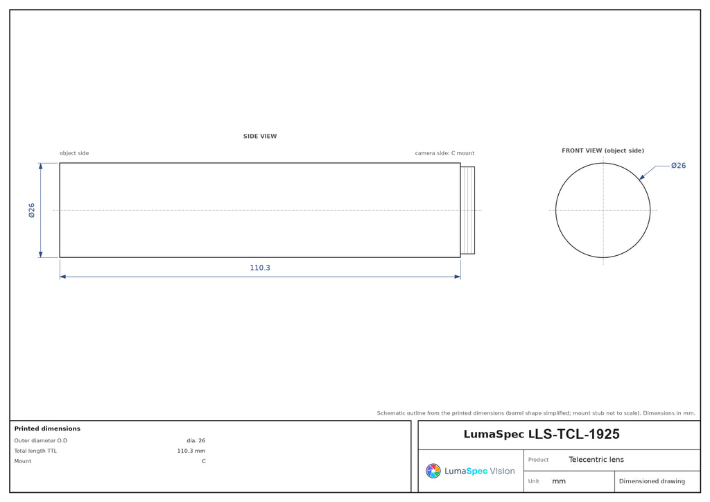 LS-TCL-1925 dimensions (mm)