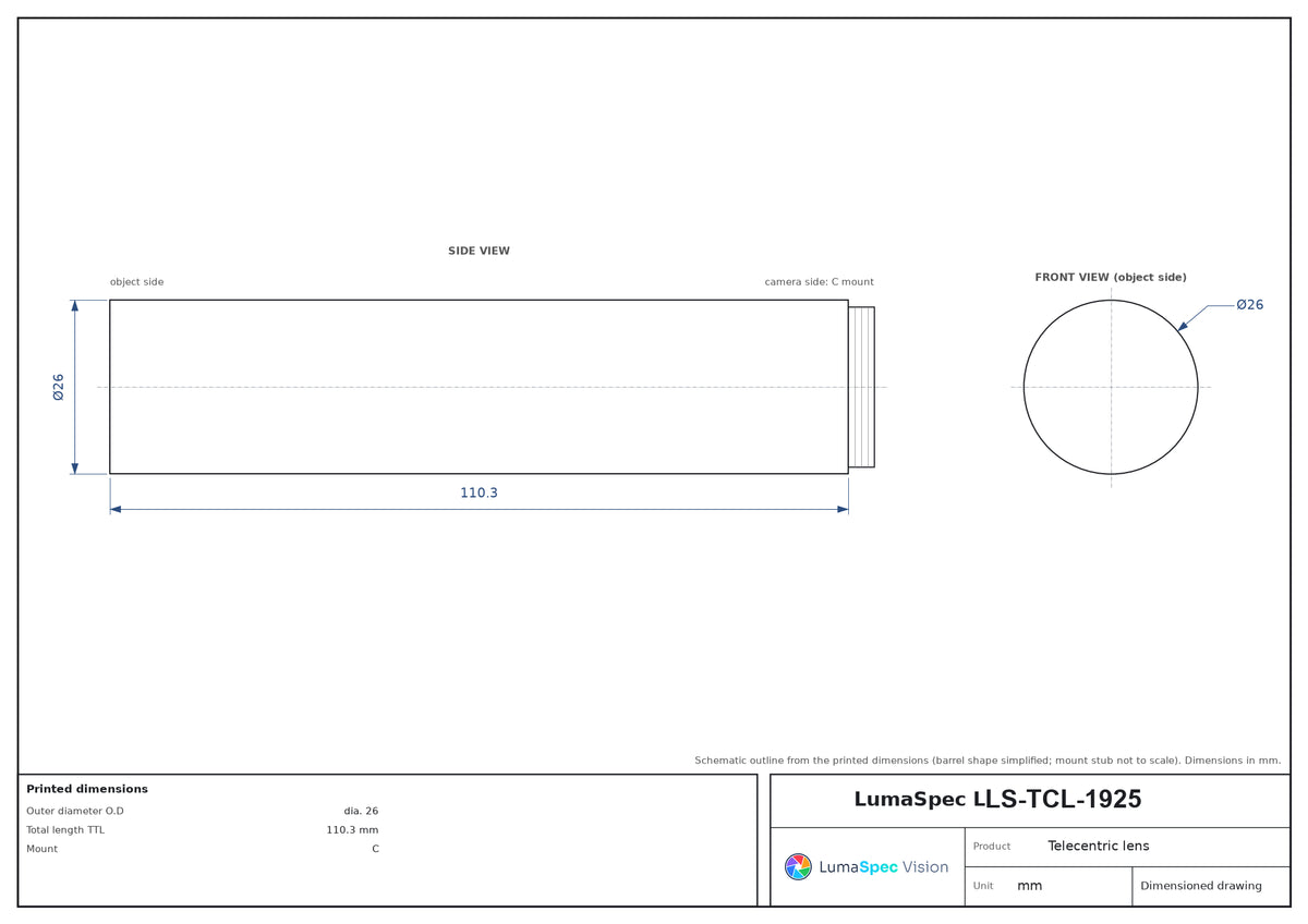 LS-TCL-1925 dimensions (mm)