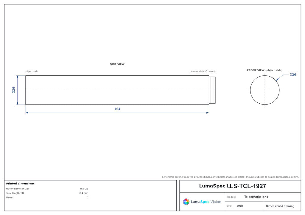LS-TCL-1927 dimensions (mm)