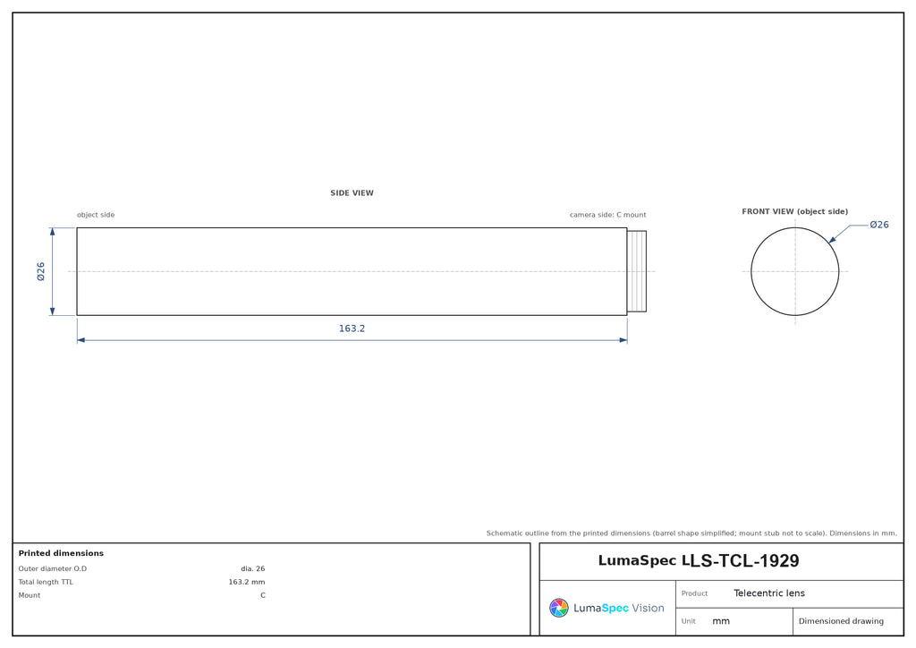 LS-TCL-1929 dimensions (mm)