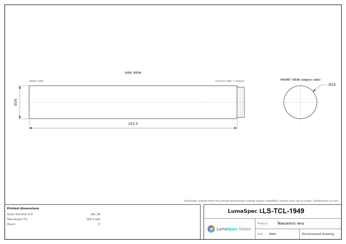 LS-TCL-1949 dimensions (mm)