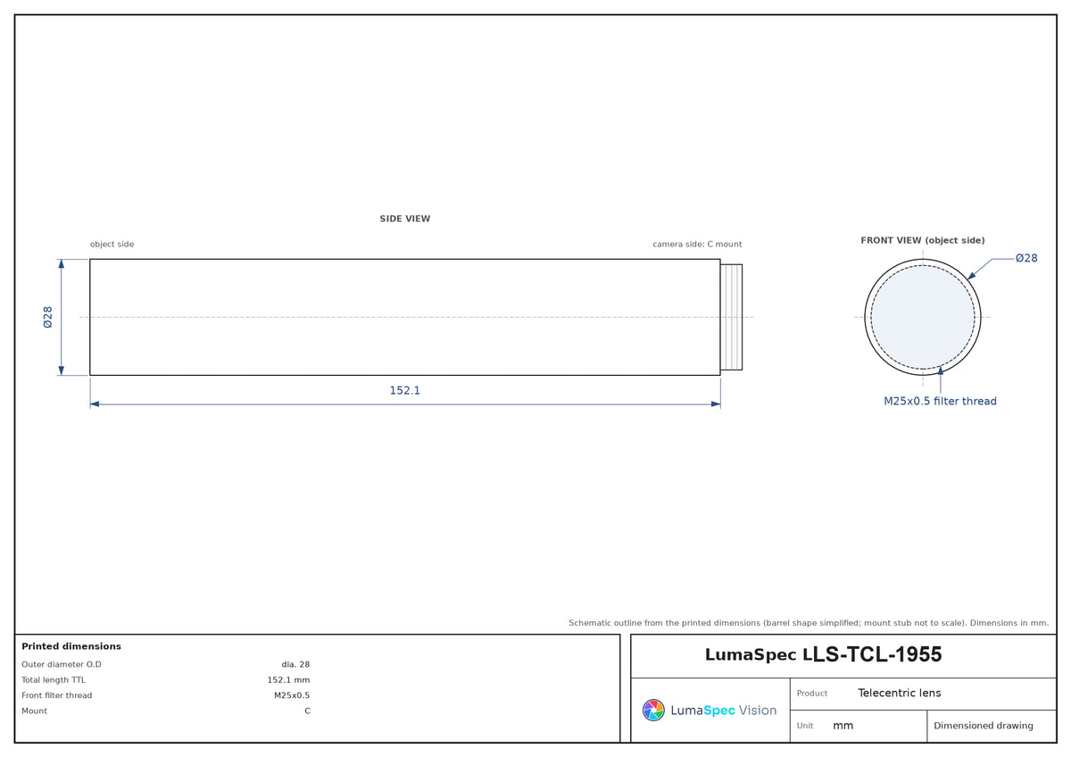LS-TCL-1955 dimensions (mm)