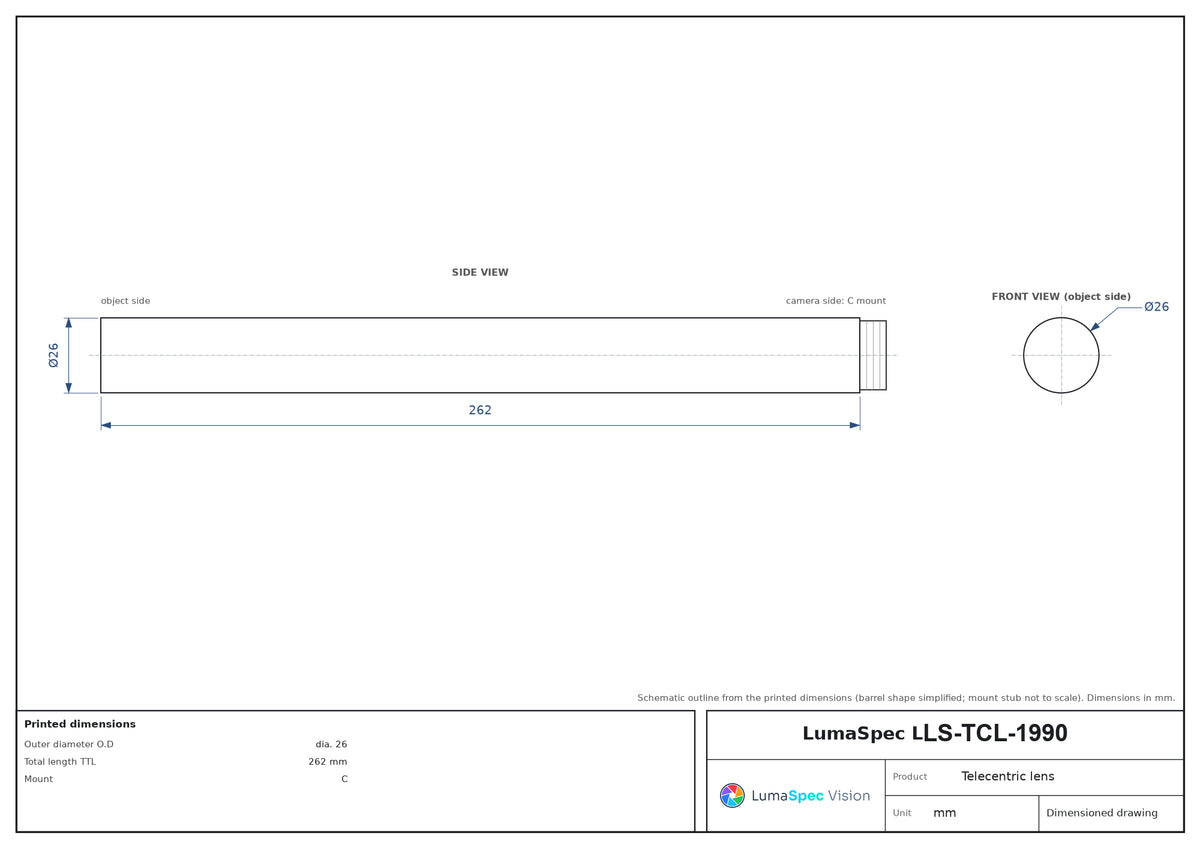 LS-TCL-1990 dimensions (mm)