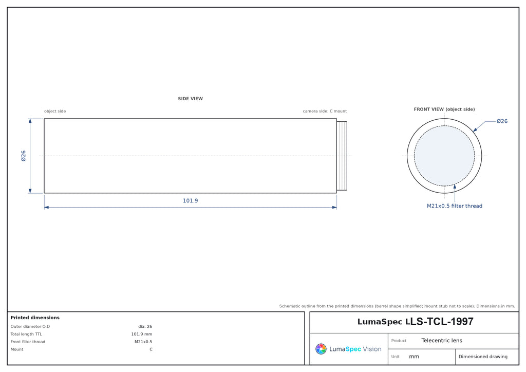 LS-TCL-1997 dimensions (mm)