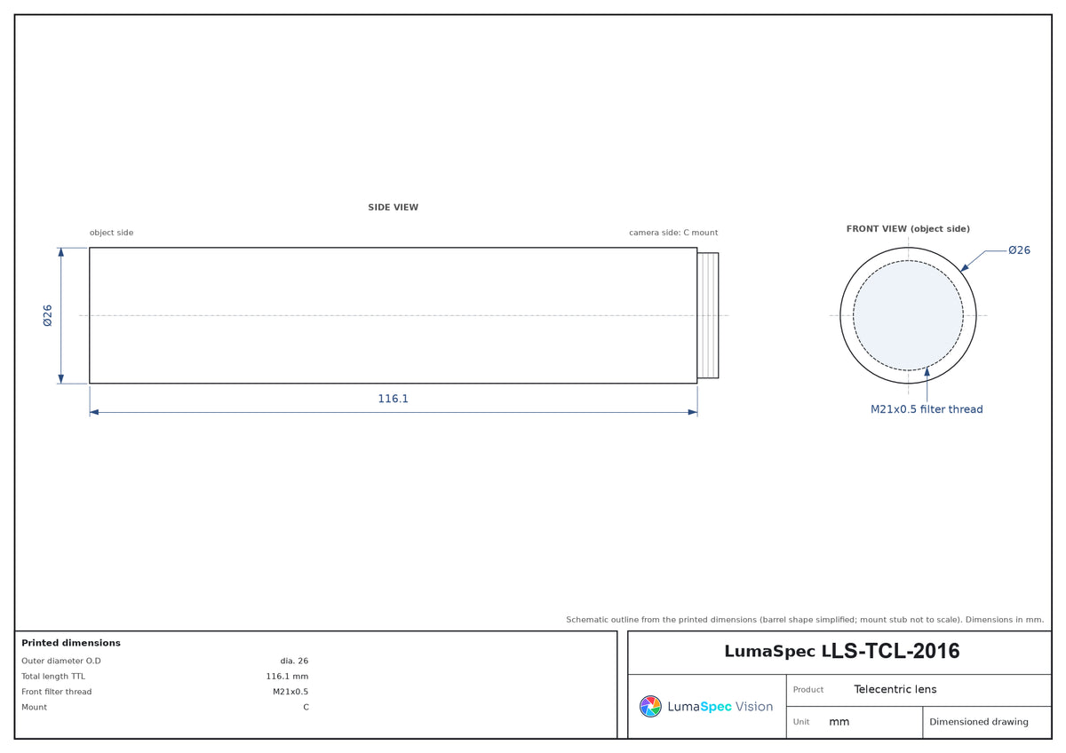 LS-TCL-2016 dimensions (mm)
