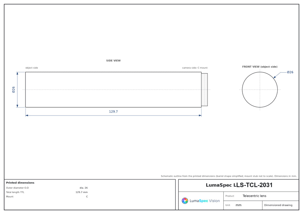 LS-TCL-2031 dimensions (mm)