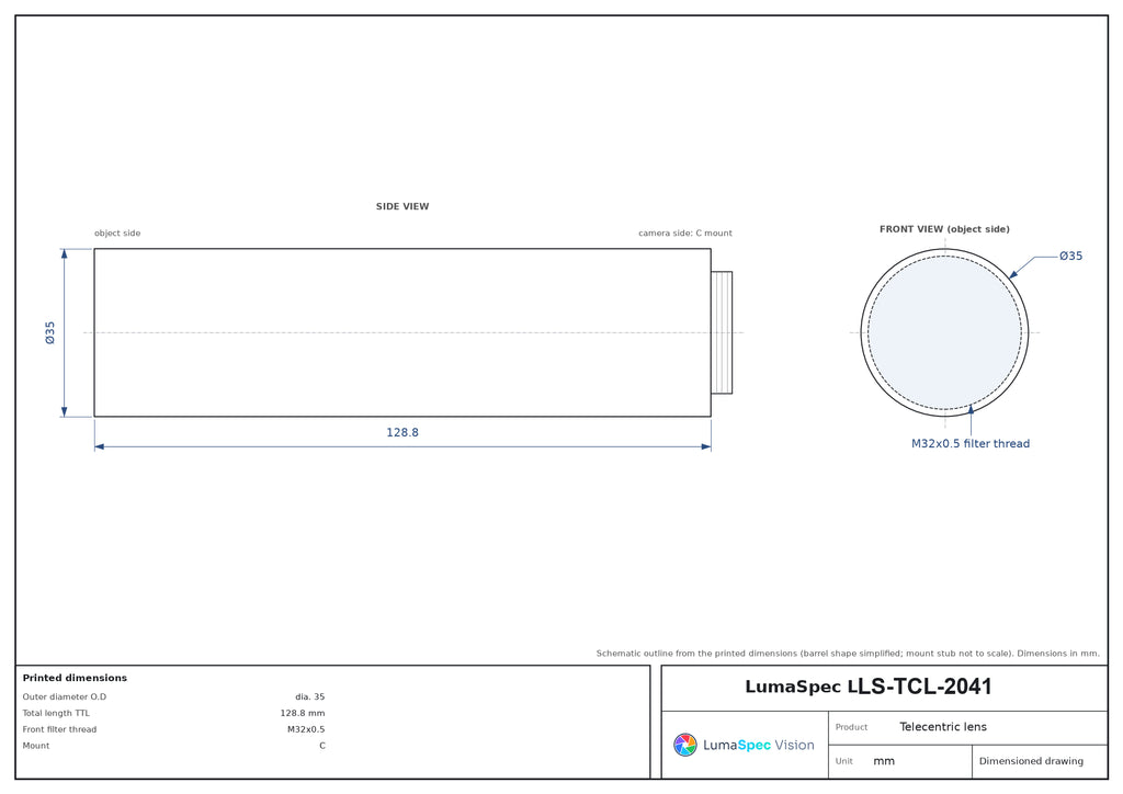 LS-TCL-2041 dimensions (mm)
