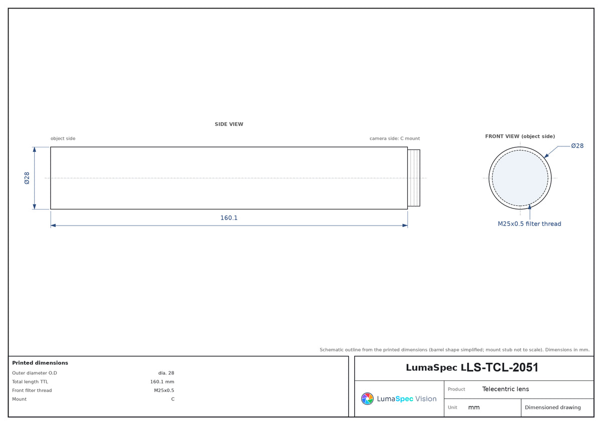 LS-TCL-2051 dimensions (mm)