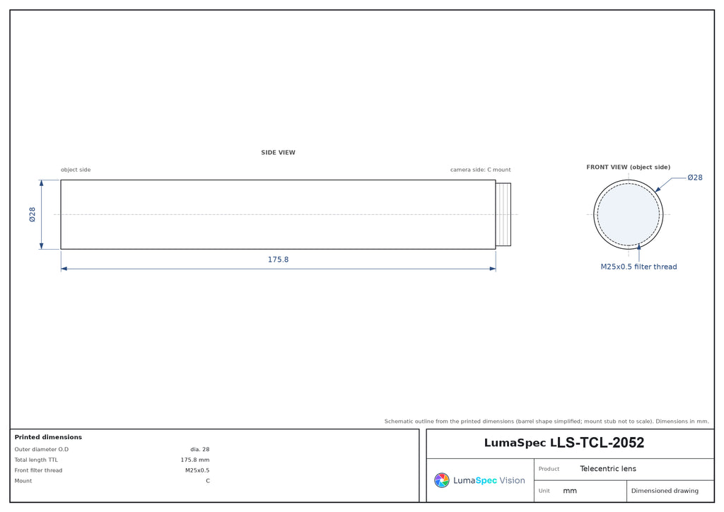 LS-TCL-2052 dimensions (mm)