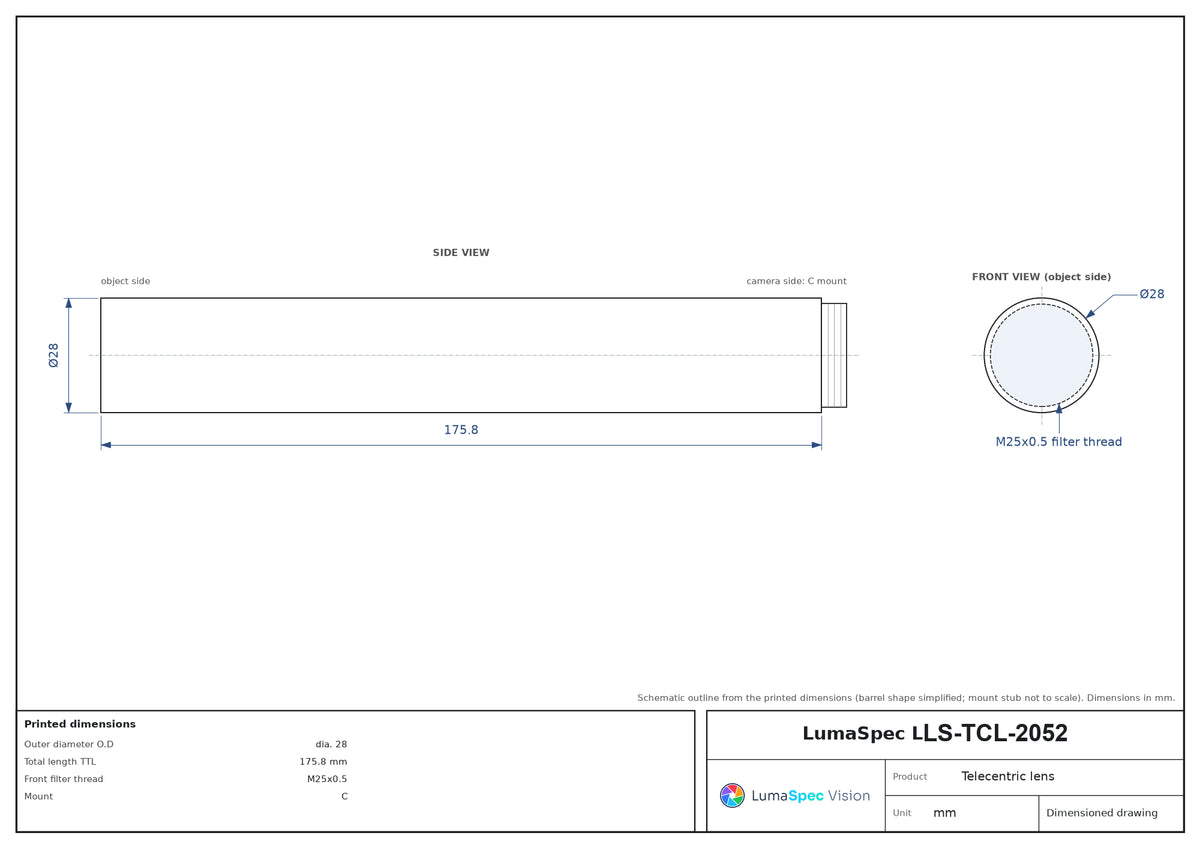 LS-TCL-2052 dimensions (mm)