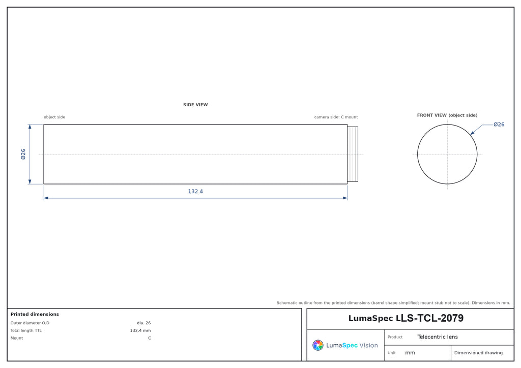 LS-TCL-2079 dimensions (mm)