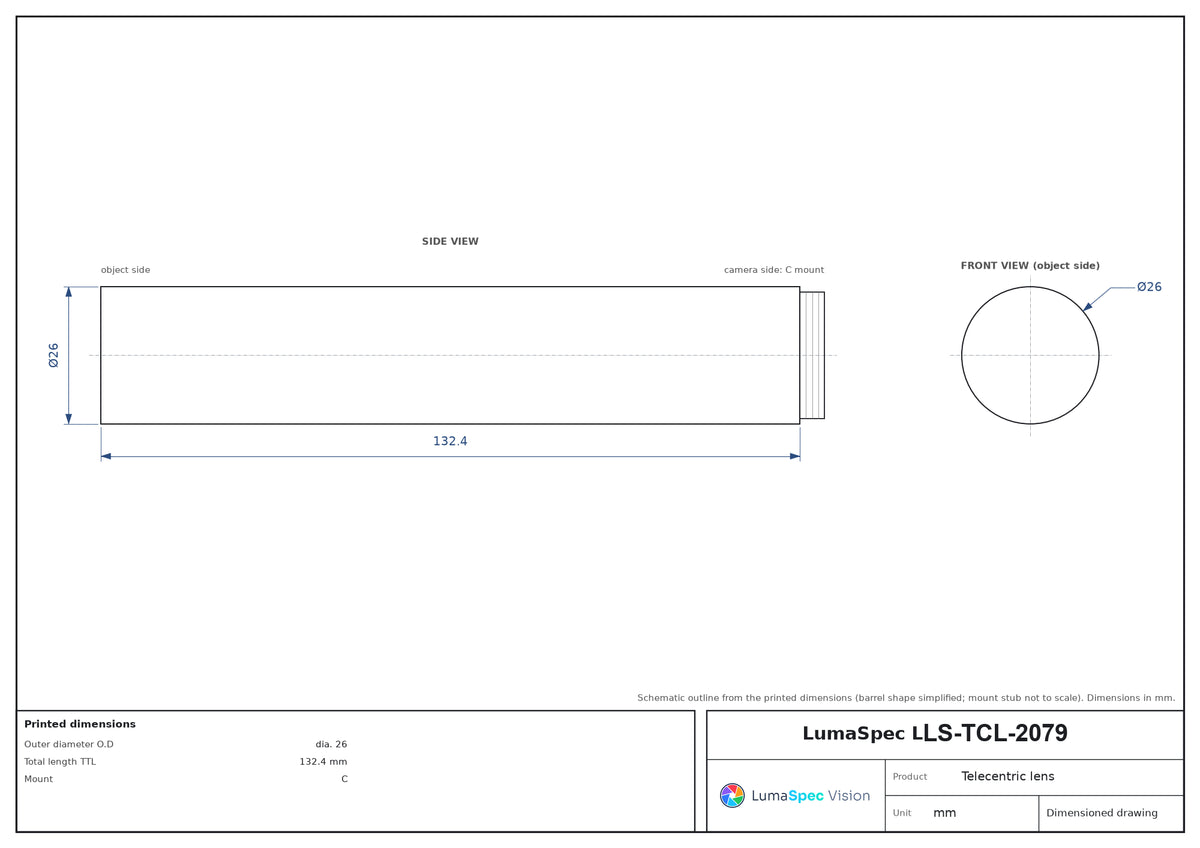 LS-TCL-2079 dimensions (mm)