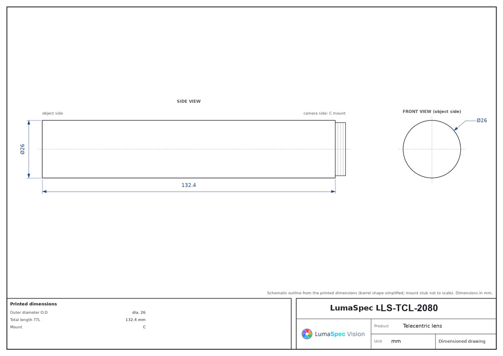 LS-TCL-2080 dimensions (mm)