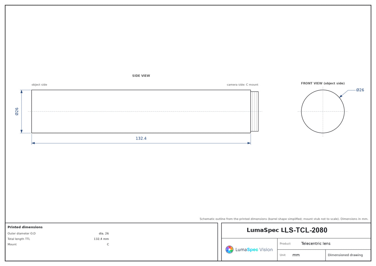 LS-TCL-2080 dimensions (mm)