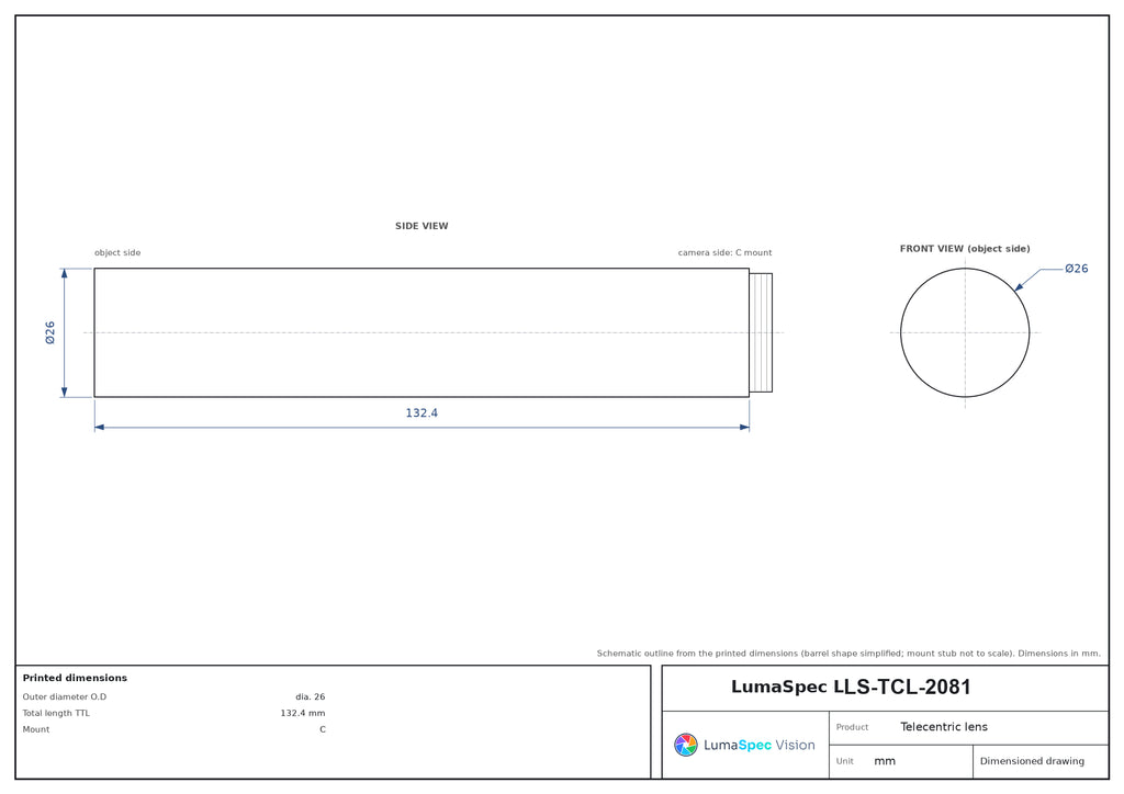 LS-TCL-2081 dimensions (mm)