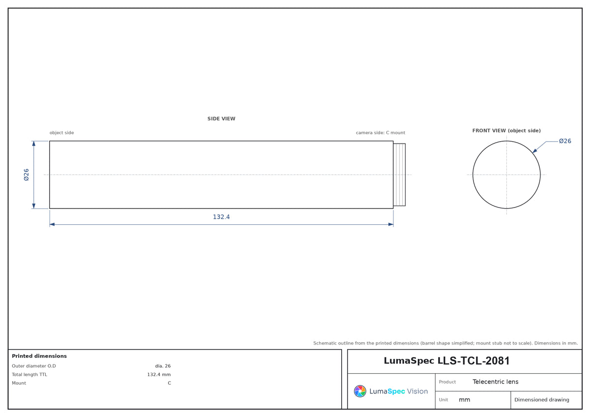 LS-TCL-2081 dimensions (mm)