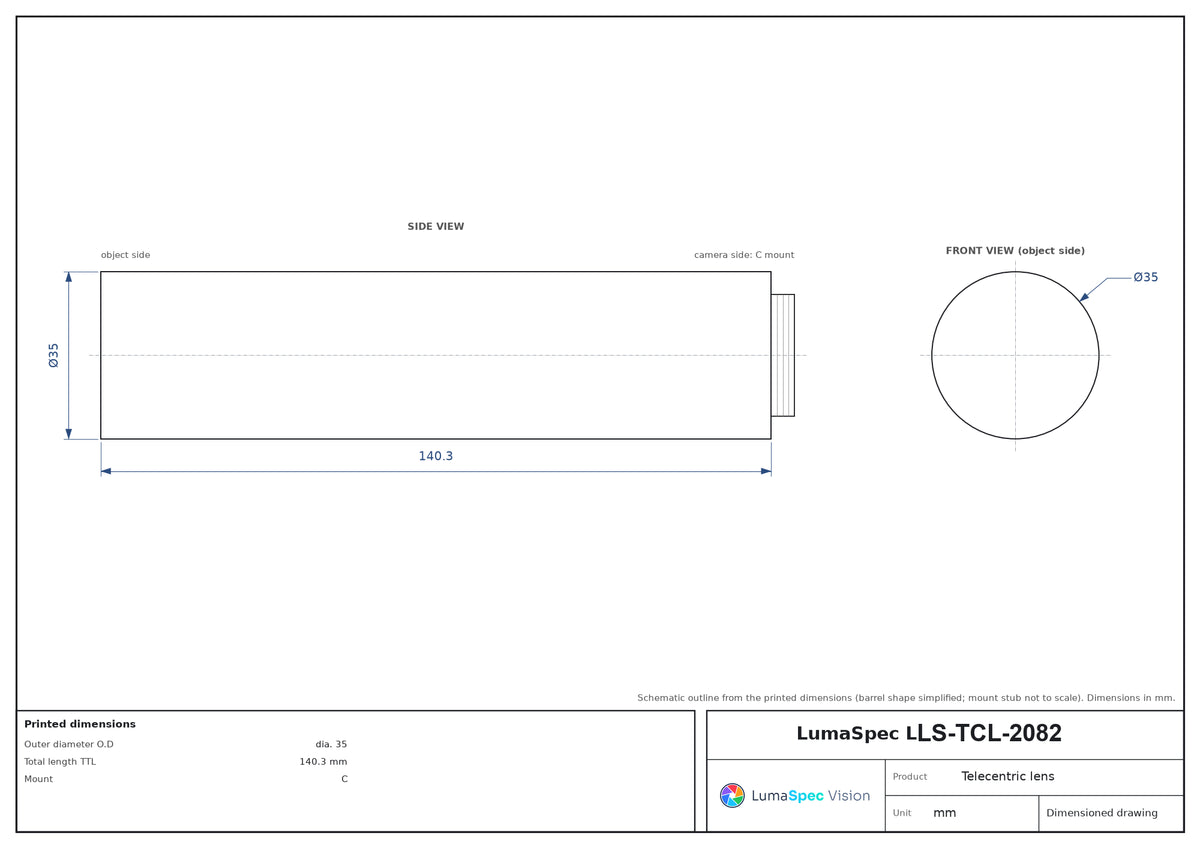 LS-TCL-2082 dimensions (mm)