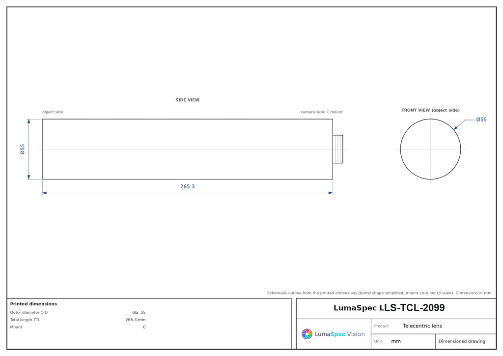LS-TCL-2099 dimensions (mm)