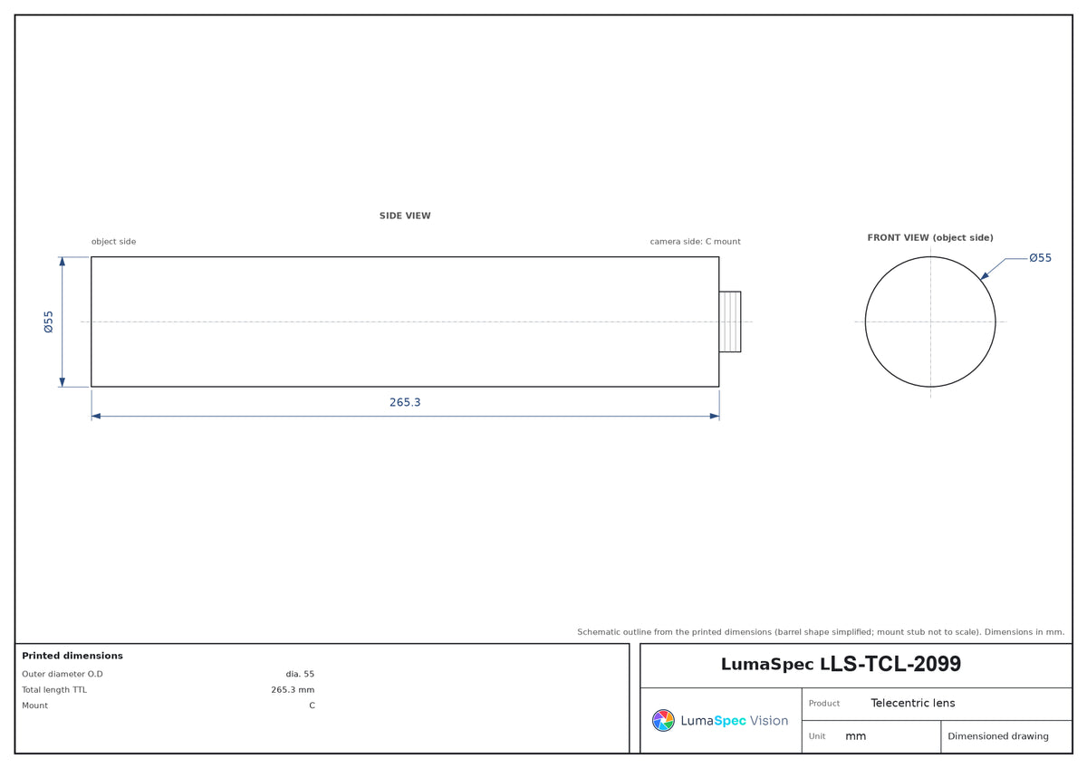 LS-TCL-2099 dimensions (mm)