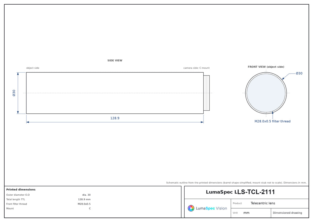 LS-TCL-2111 dimensions (mm)