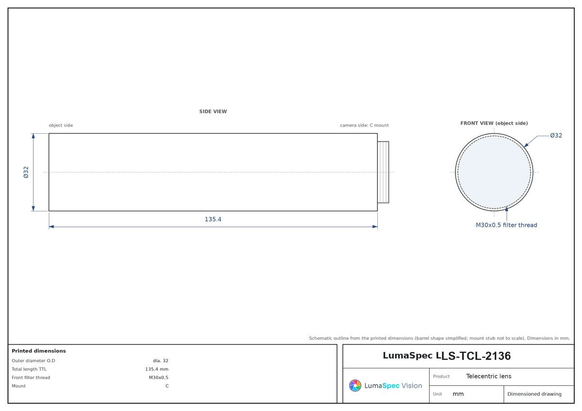 LS-TCL-2136 dimensions (mm)
