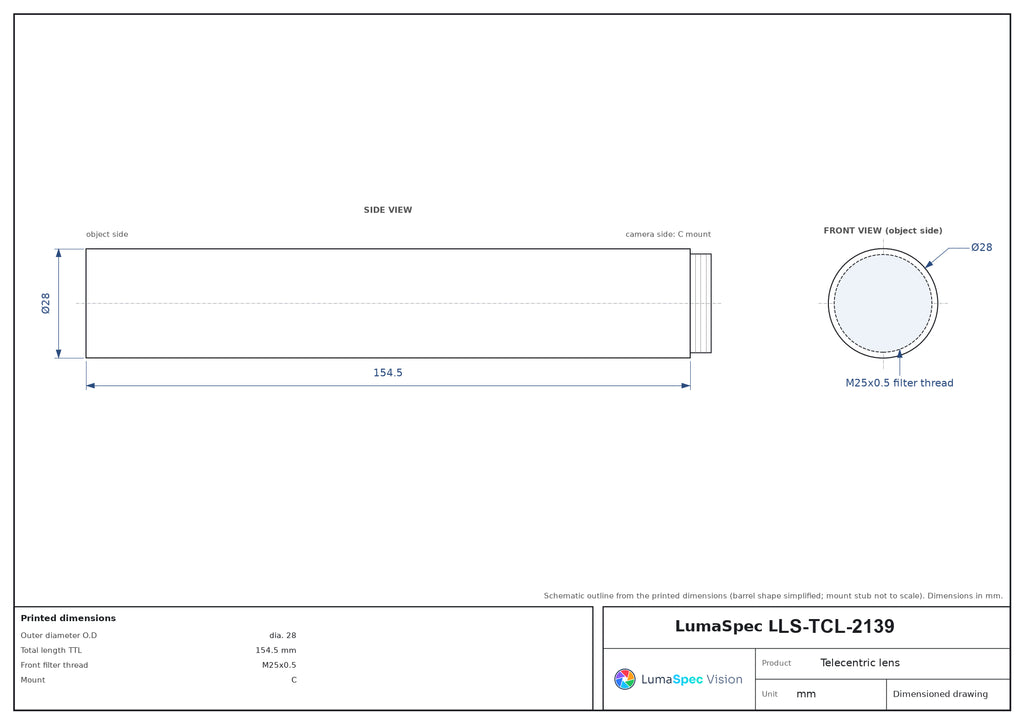 LS-TCL-2139 dimensions (mm)