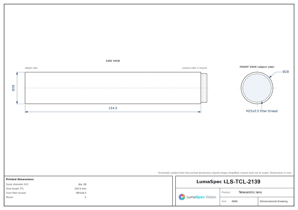LS-TCL-2139 dimensions (mm)