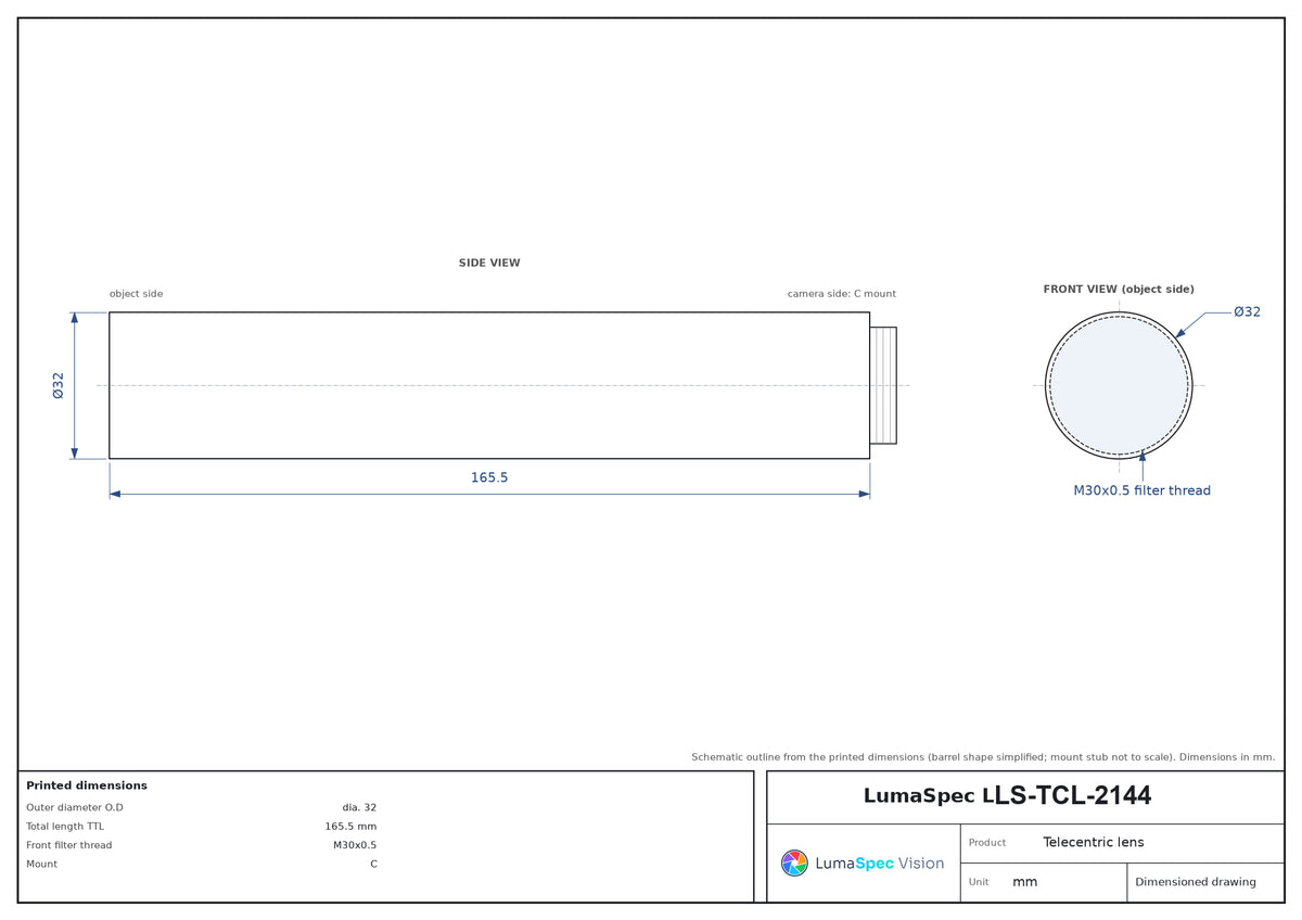 LS-TCL-2144 dimensions (mm)