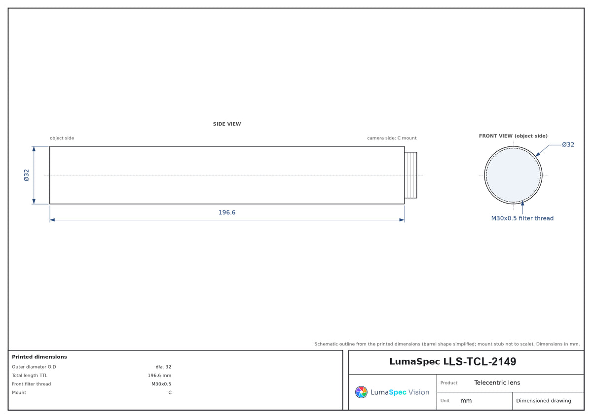 LS-TCL-2149 dimensions (mm)