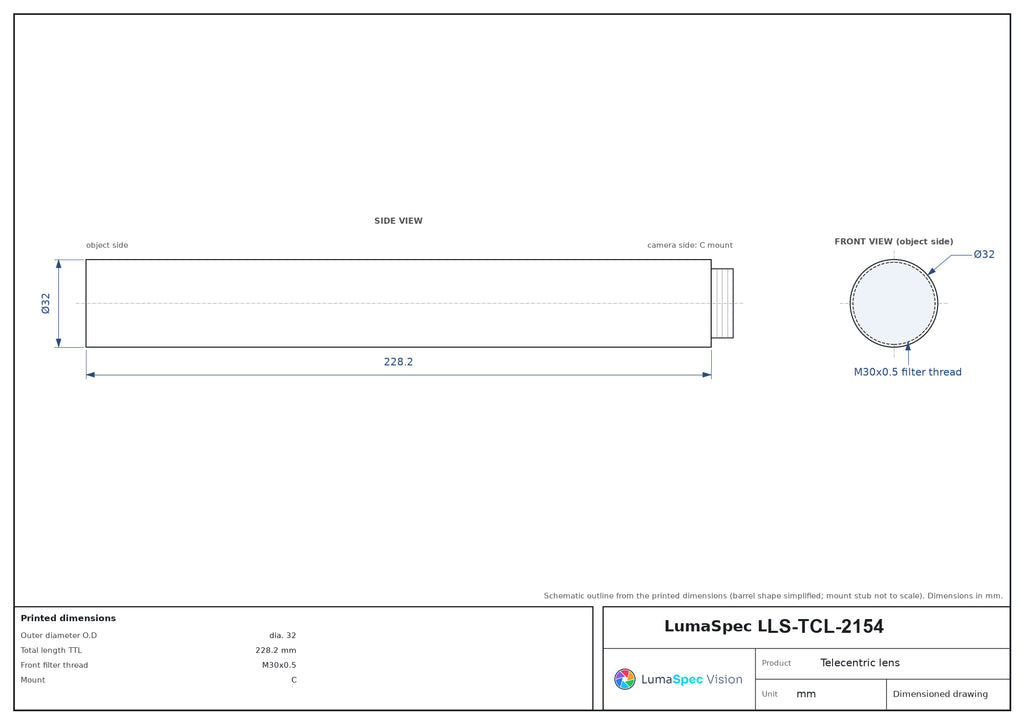 LS-TCL-2154 dimensions (mm)