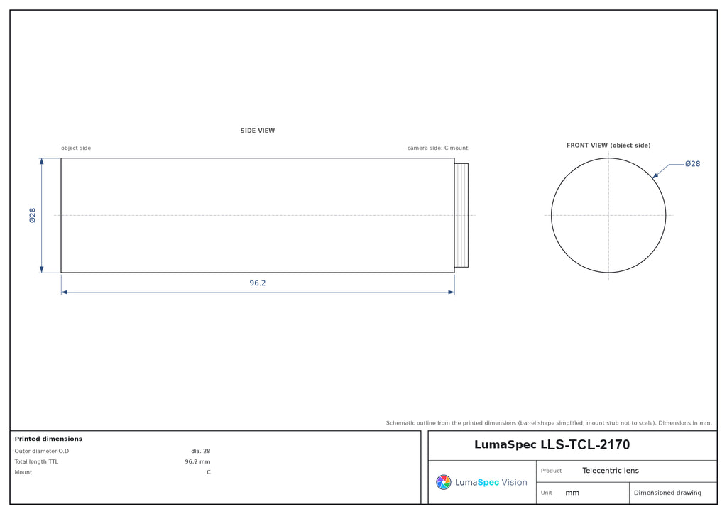 LS-TCL-2170 dimensions (mm)