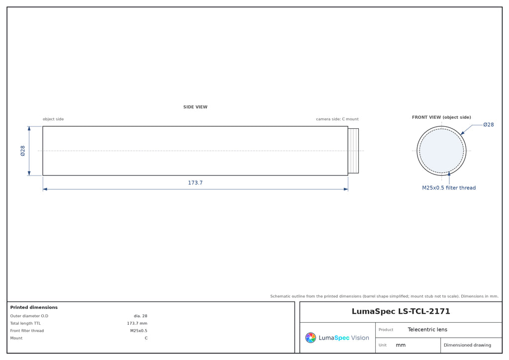 LS-TCL-2171 dimensions (mm)