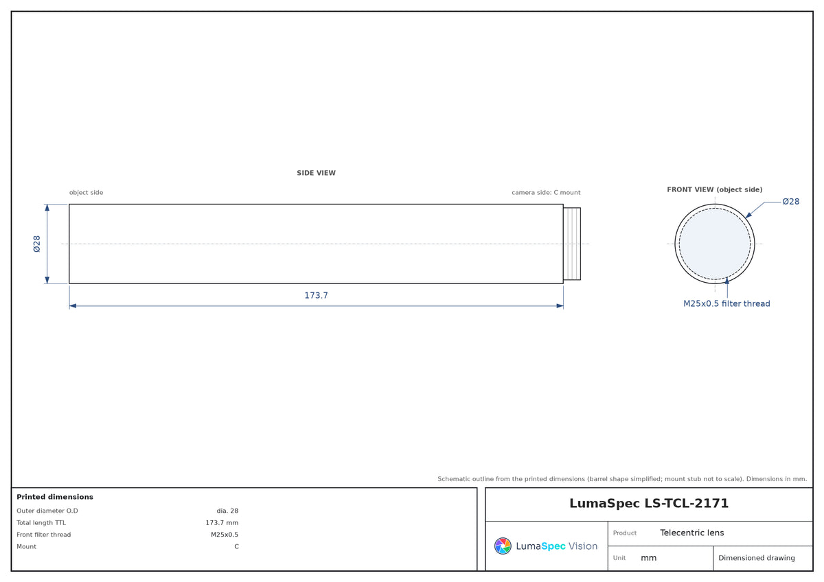 LS-TCL-2171 dimensions (mm)