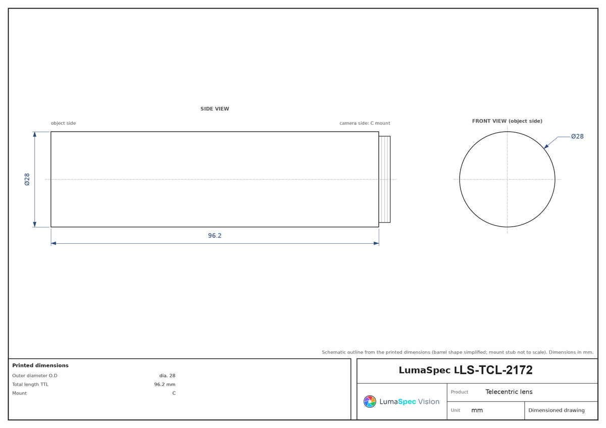 LS-TCL-2172 dimensions (mm)