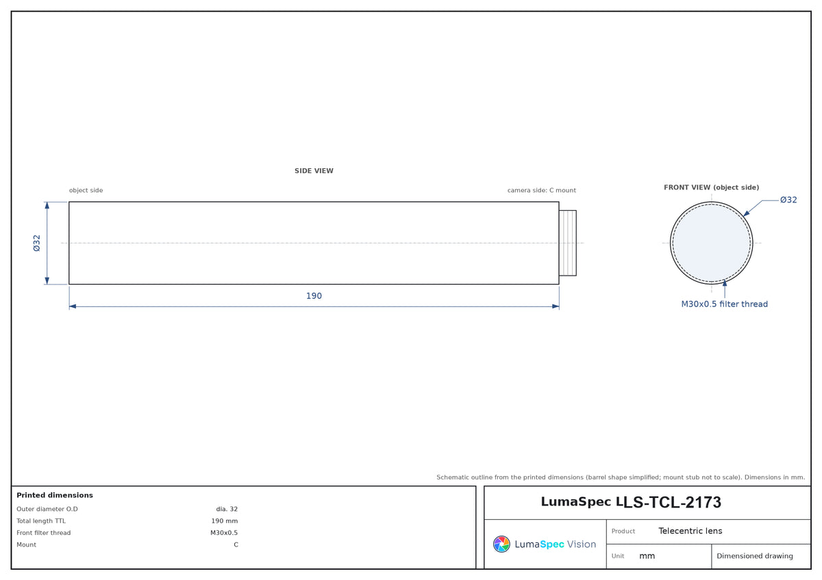 LS-TCL-2173 dimensions (mm)