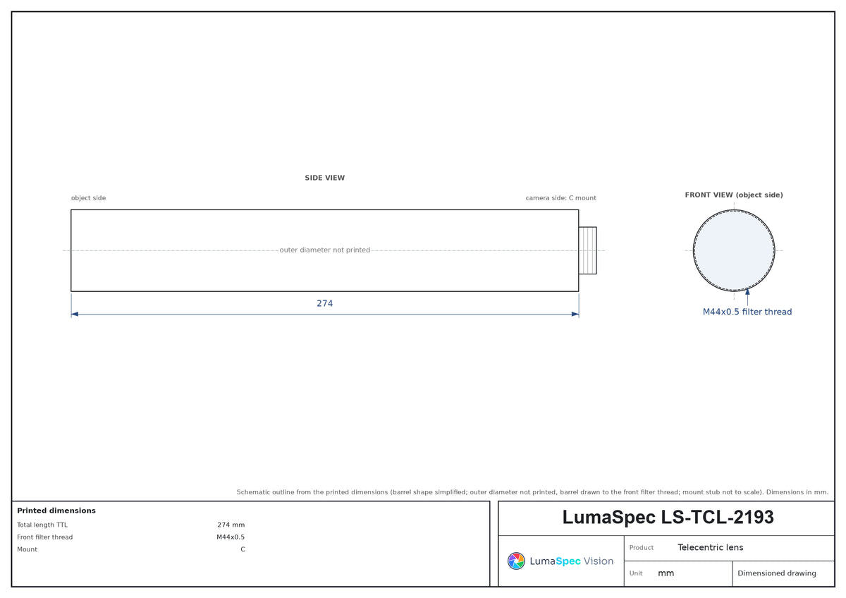LS-TCL-2193 dimensions (mm)