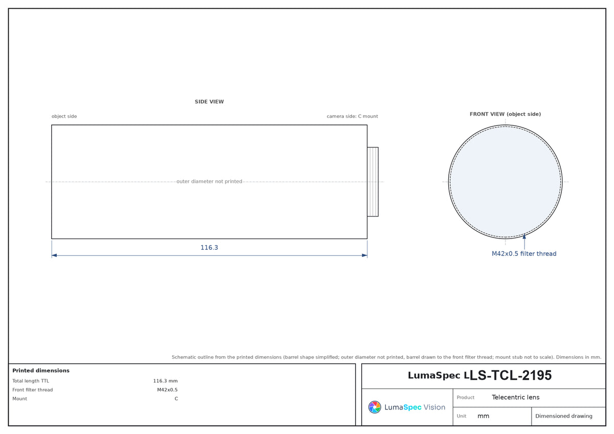 LS-TCL-2195 dimensions (mm)
