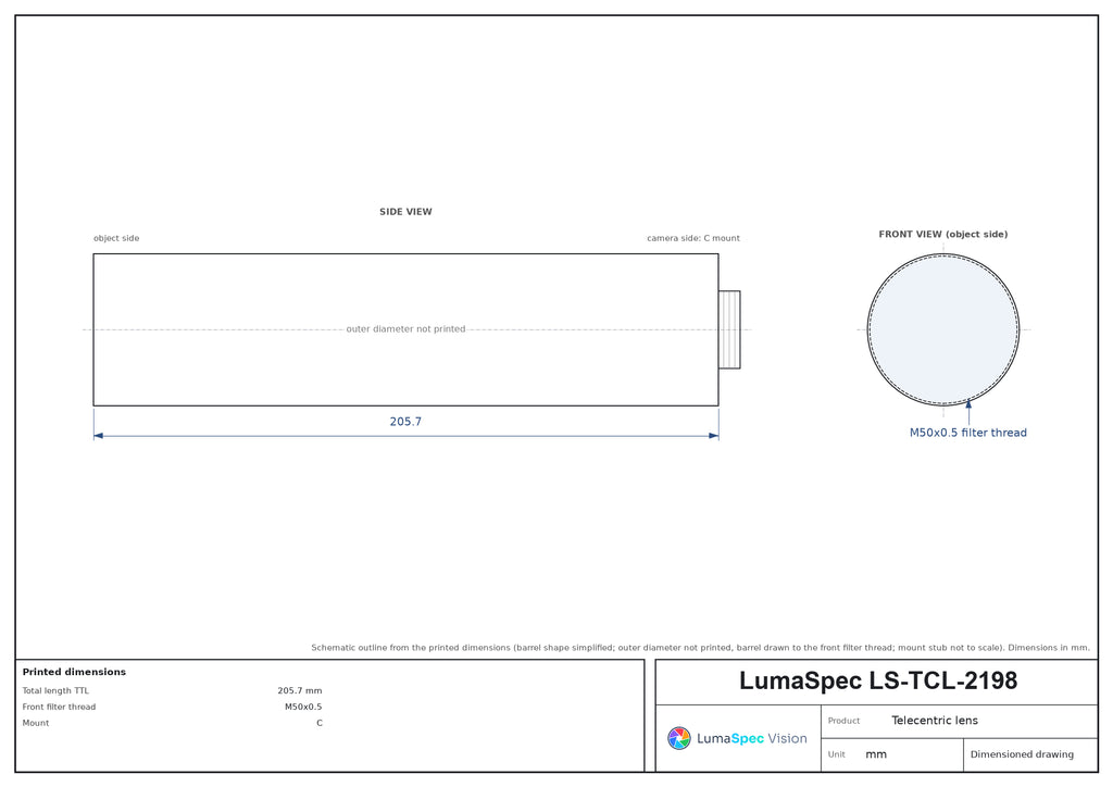 LS-TCL-2198 dimensions (mm)