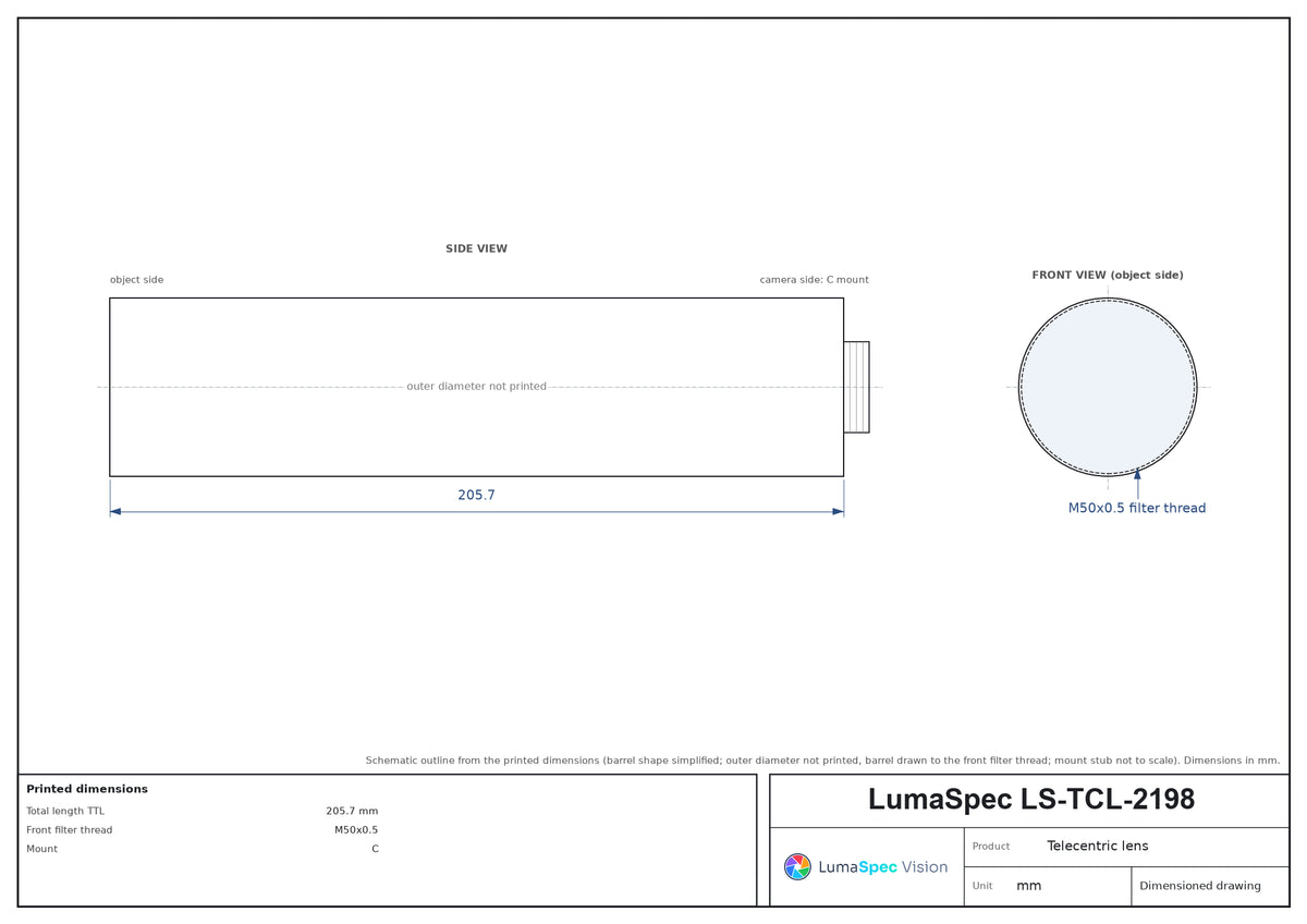 LS-TCL-2198 dimensions (mm)